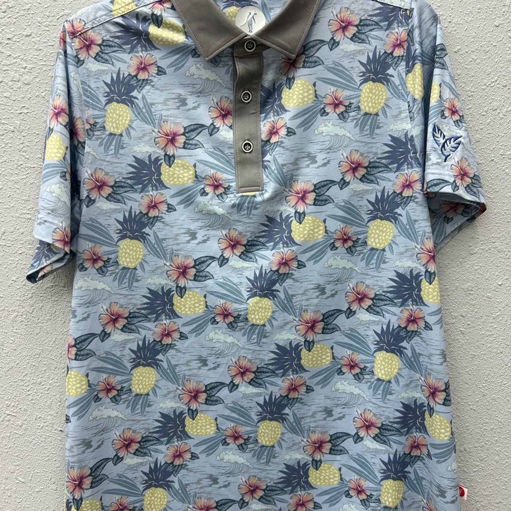 Tori Richard Tropical Polo - Gray and Yellow